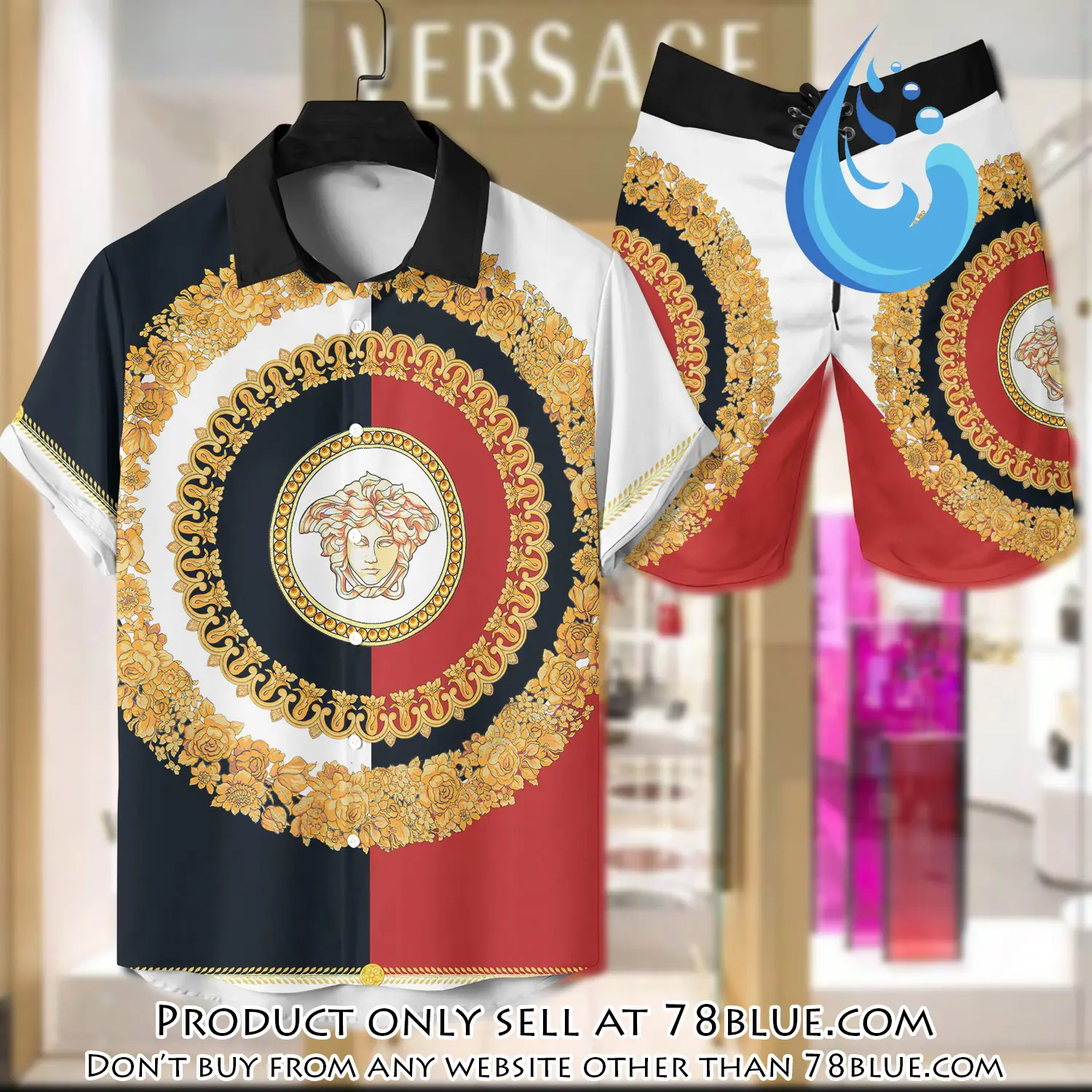 Versace luxury hawaiian shirt & short set lhs1213 78b5921883